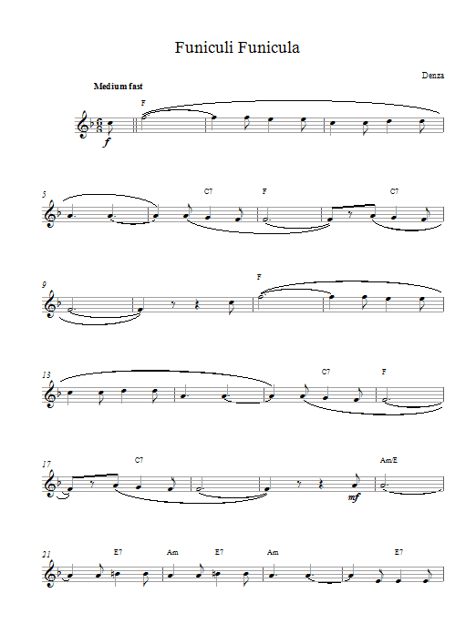 Luigi Denza Funiculi, Funicula sheet music notes and chords. Download Printable PDF.