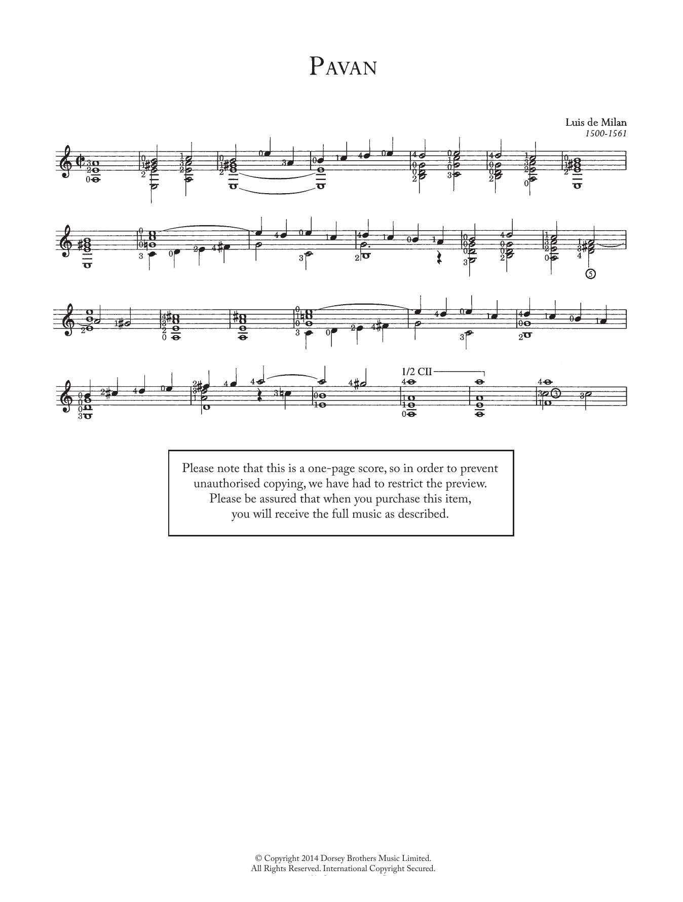 Luis de Milan Pavane No. 1 sheet music notes and chords. Download Printable PDF.