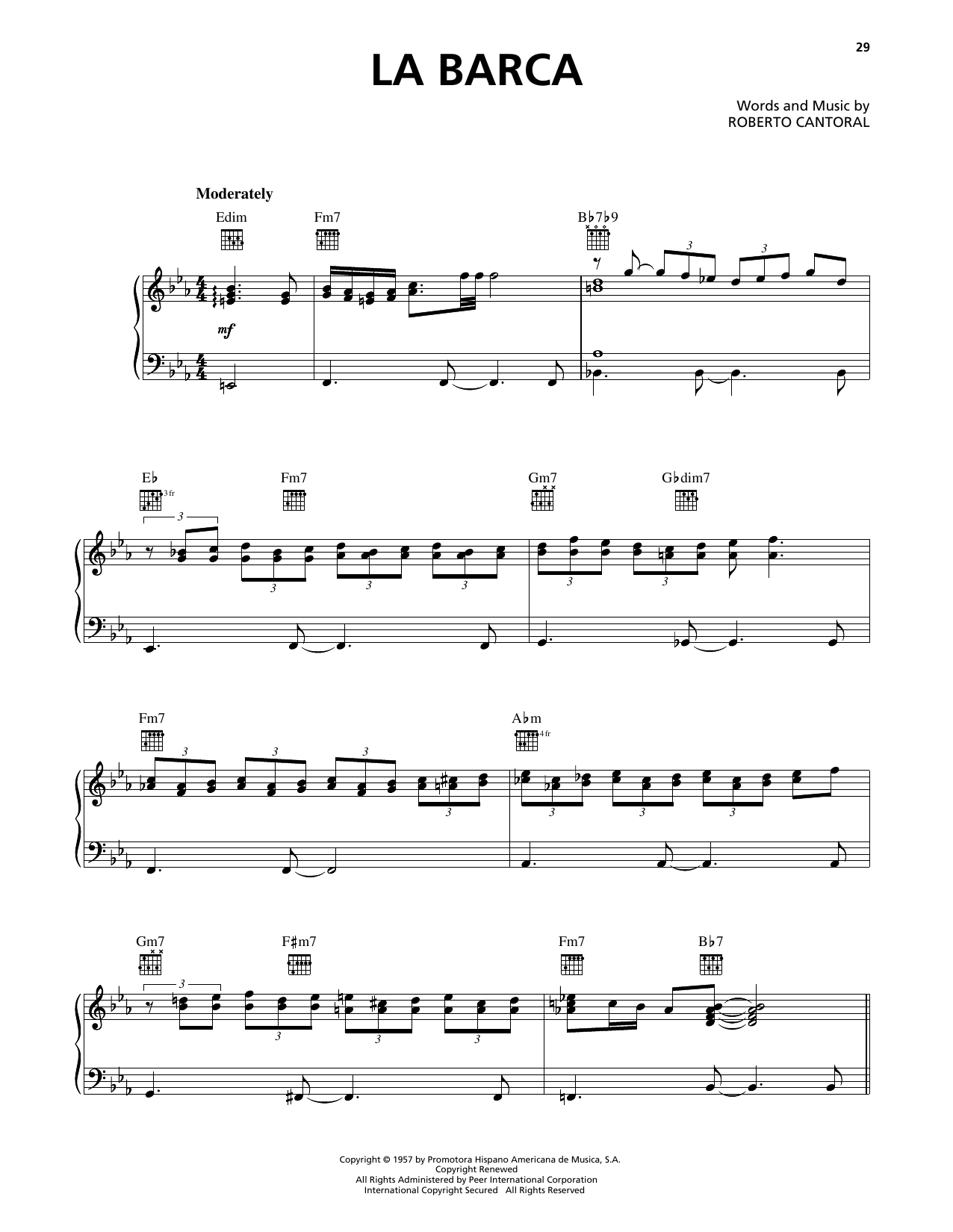 Luis Miguel La Barca sheet music notes and chords. Download Printable PDF.