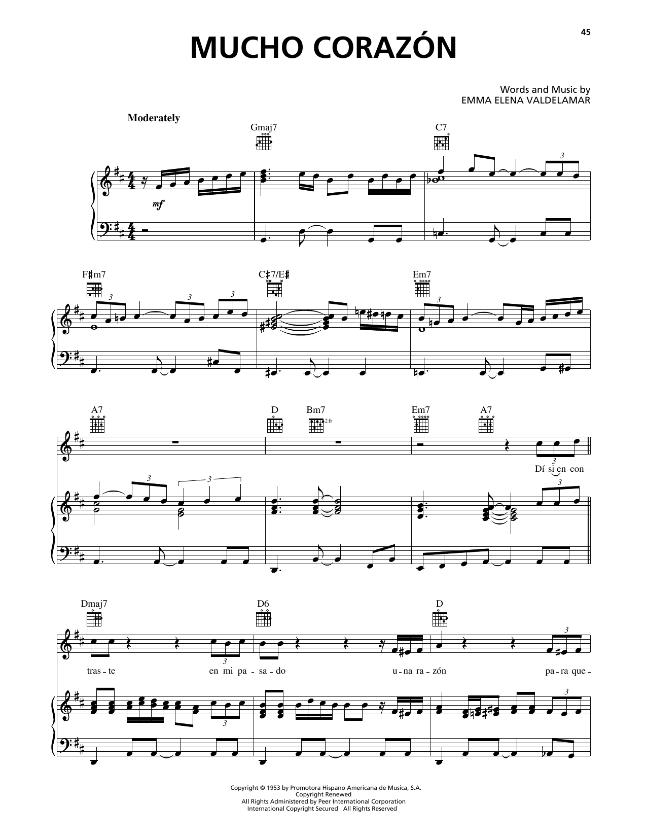 Luis Miguel Mucho Corazon sheet music notes and chords. Download Printable PDF.