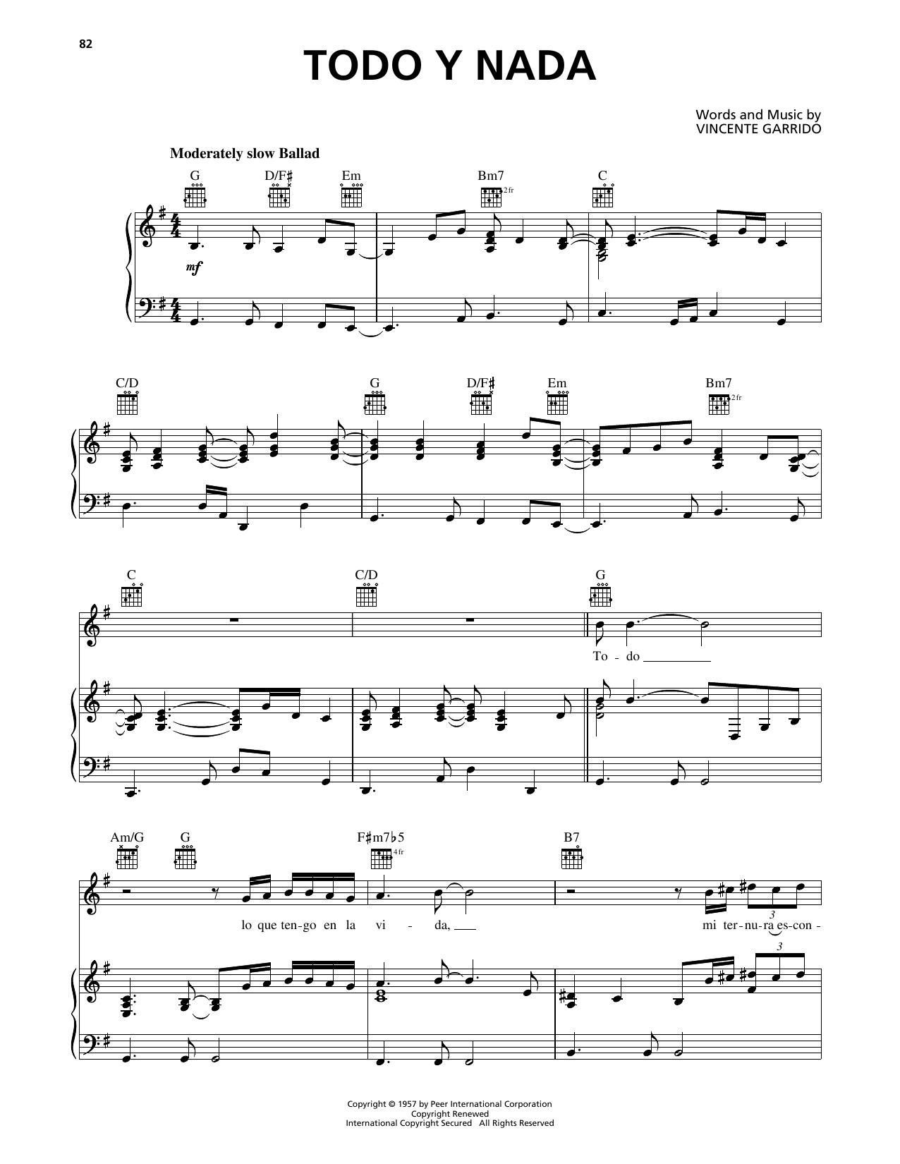 Luis Miguel Todo Y Nada sheet music notes and chords. Download Printable PDF.