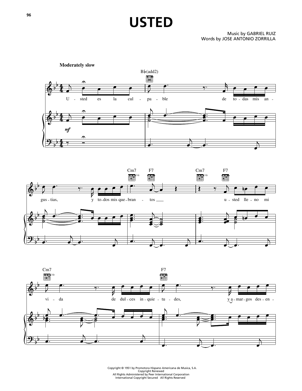 Luis Miguel Usted sheet music notes and chords. Download Printable PDF.