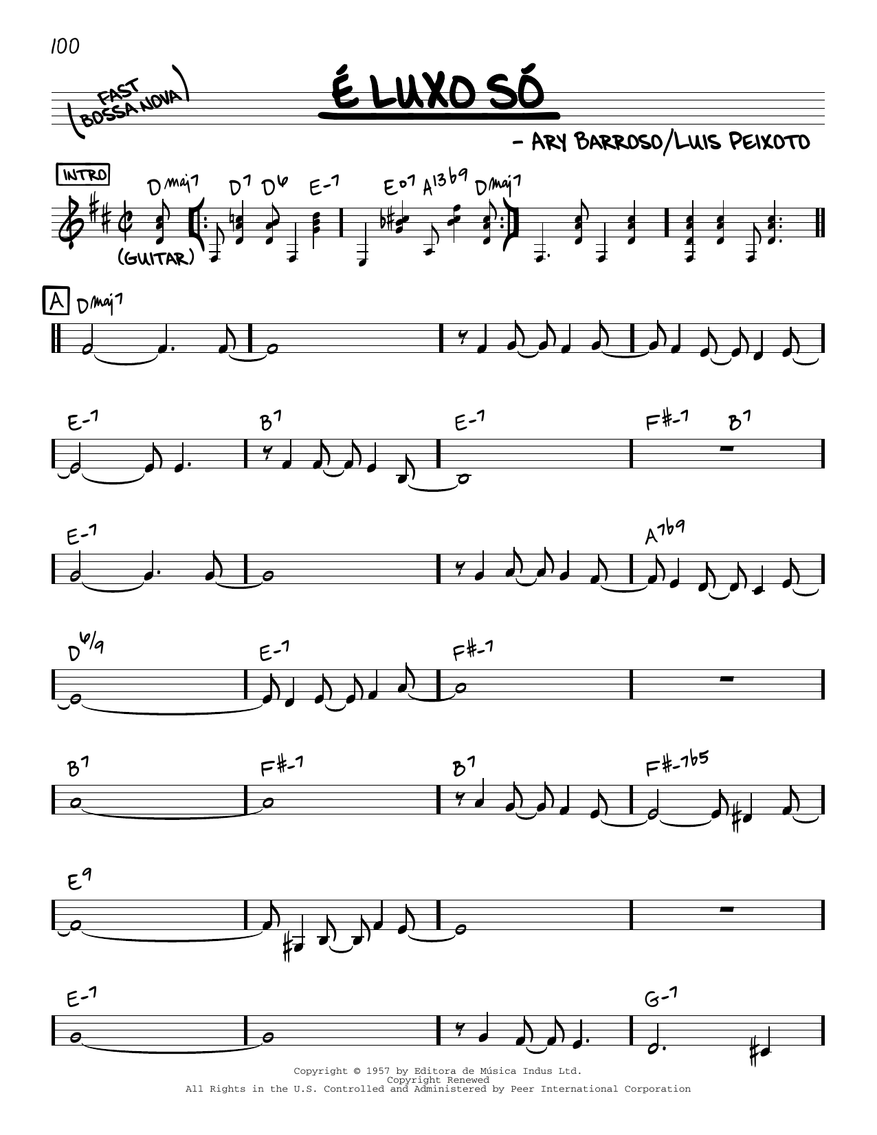 Learn to play Luis Peixoto É Luxo Só sheet music for Real Book – Melody & Chords in minutes. Price: 5.9900$ Luis Peixoto É Luxo Só sheet music notes and chords arranged for Real Book – Melody & Chords
