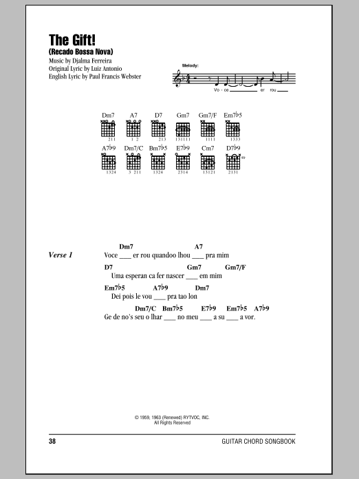 Luiz Antonio The Gift! (Recado Bossa Nova) sheet music notes and chords. Download Printable PDF.