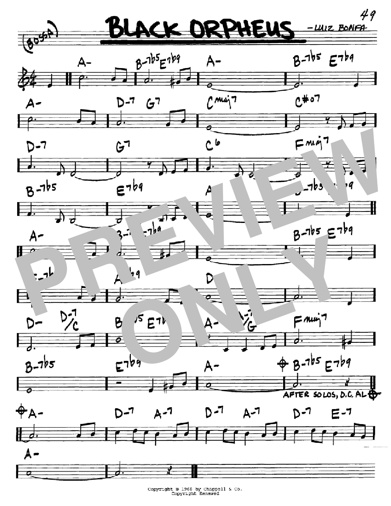 Luiz Bonfa Black Orpheus sheet music notes and chords. Download Printable PDF.