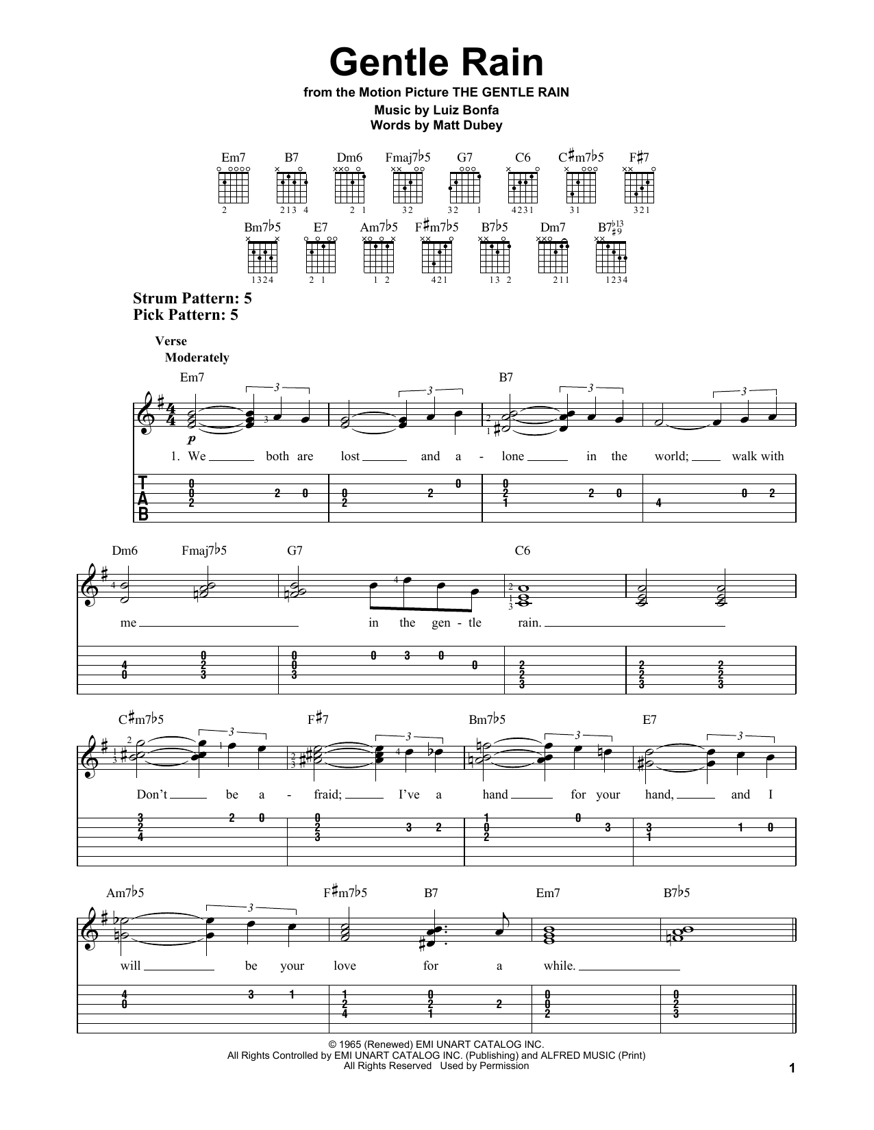 Luiz Bonfa Gentle Rain sheet music notes and chords. Download Printable PDF.