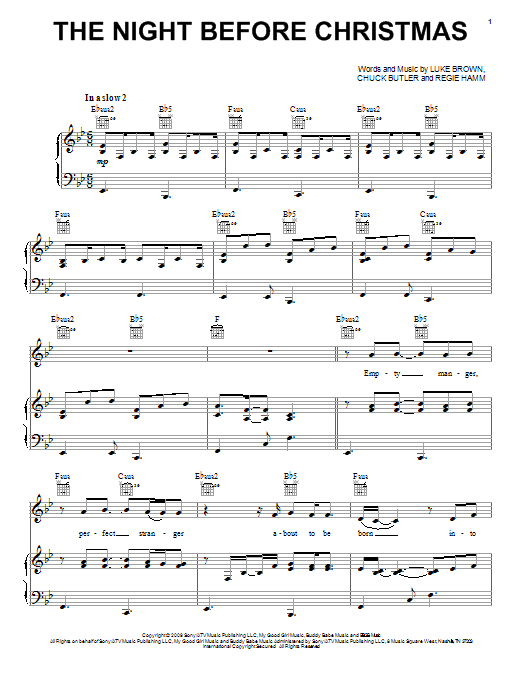 Luke Brown The Night Before Christmas sheet music notes and chords. Download Printable PDF.