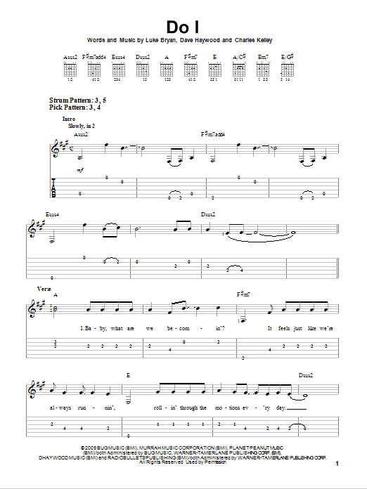 Luke Bryan Do I sheet music notes and chords. Download Printable PDF.