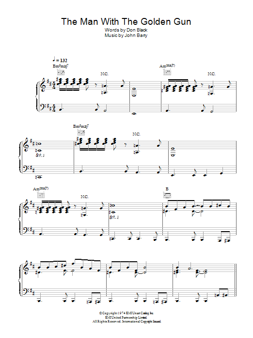 Learn to play Lulu The Man With The Golden Gun (from James Bond: The Man With The Golden Gun) sheet music for Piano, Vocal & Guitar Chords in minutes. Price: 7.8900$ Lulu The Man With The Golden Gun (from James Bond: The Man With The Golden Gun) sheet music notes and chords arranged for Piano, Vocal & Guitar Chords