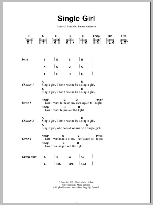 Lush Single Girl sheet music notes and chords. Download Printable PDF.