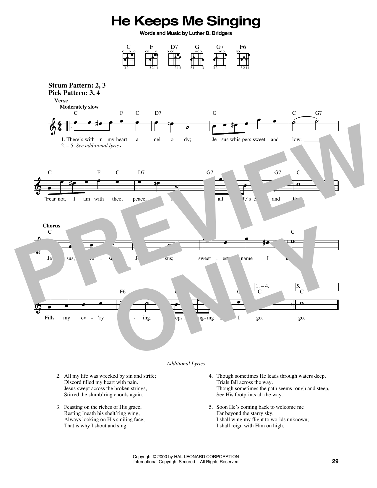 Luther B. Bridgers He Keeps Me Singing sheet music notes and chords. Download Printable PDF.