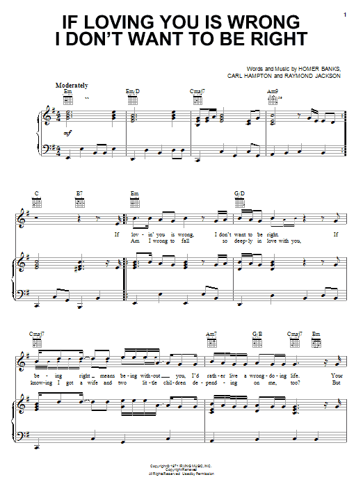 Learn to play Luther Ingram If Loving You Is Wrong I Don't Want To Be Right sheet music for Lead Sheet / Fake Book in minutes. Price: 5.9900$ Luther Ingram If Loving You Is Wrong I Don't Want To Be Right sheet music notes and chords arranged for Lead Sheet / Fake Book