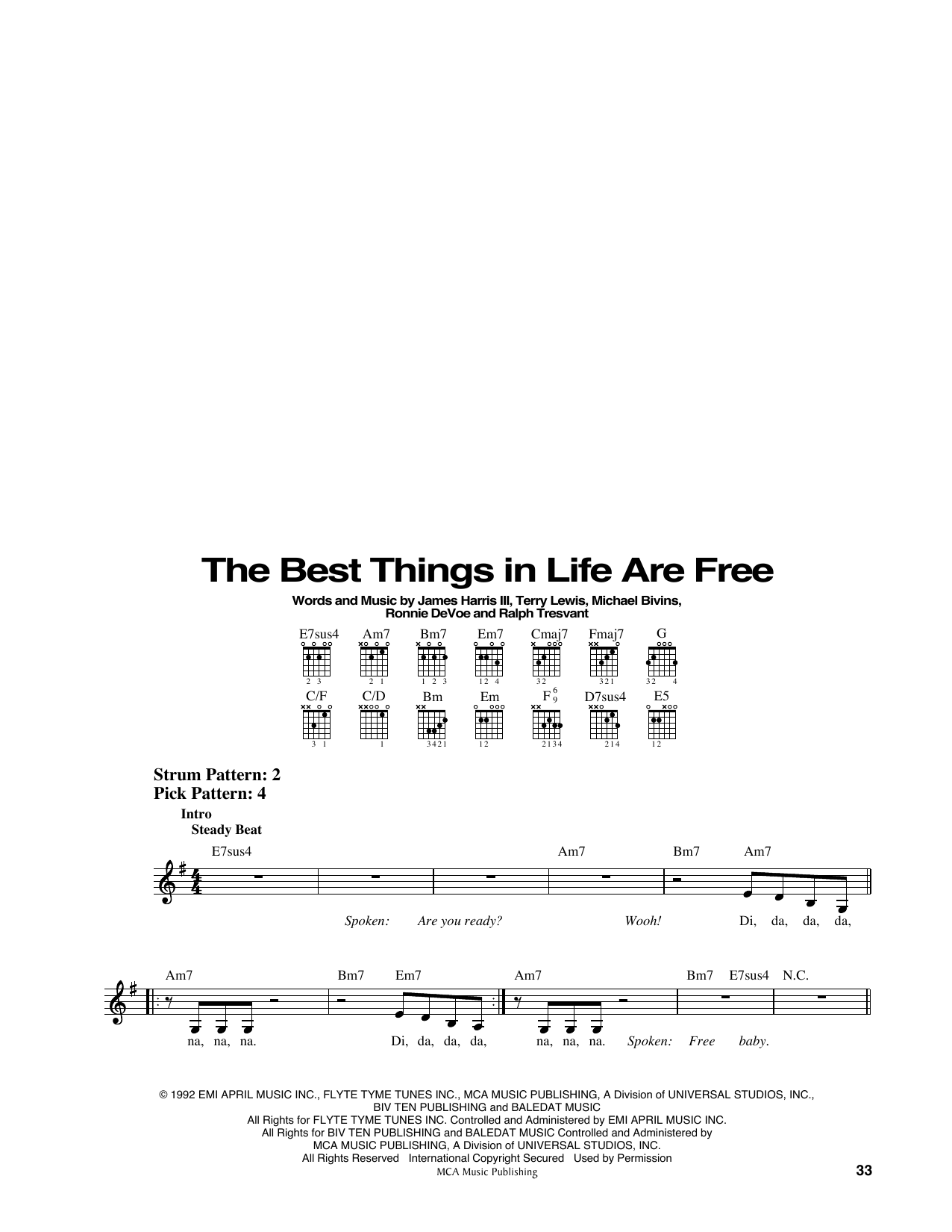 Luther Vandross & Janet Jackson The Best Things In Life Are Free (from Mo' Money) sheet music notes and chords. Download Printable PDF.