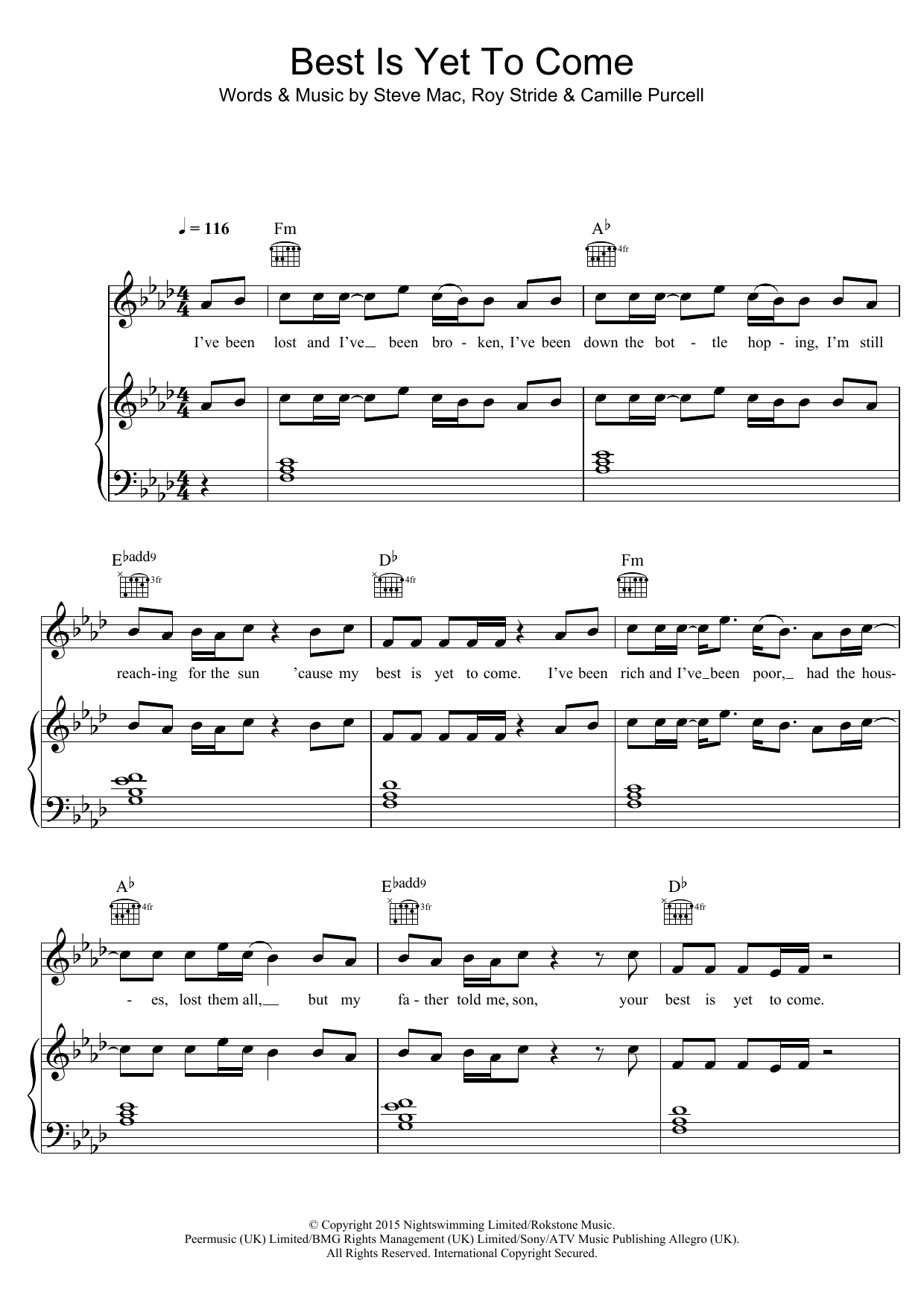 Learn to play LuvBug Best Is Yet To Come sheet music for Piano, Vocal & Guitar Chords in minutes. Price: 7.8900$ LuvBug Best Is Yet To Come sheet music notes and chords arranged for Piano, Vocal & Guitar Chords