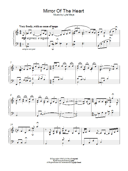 Lyle Mays Mirror Of The Heart sheet music notes and chords. Download Printable PDF.