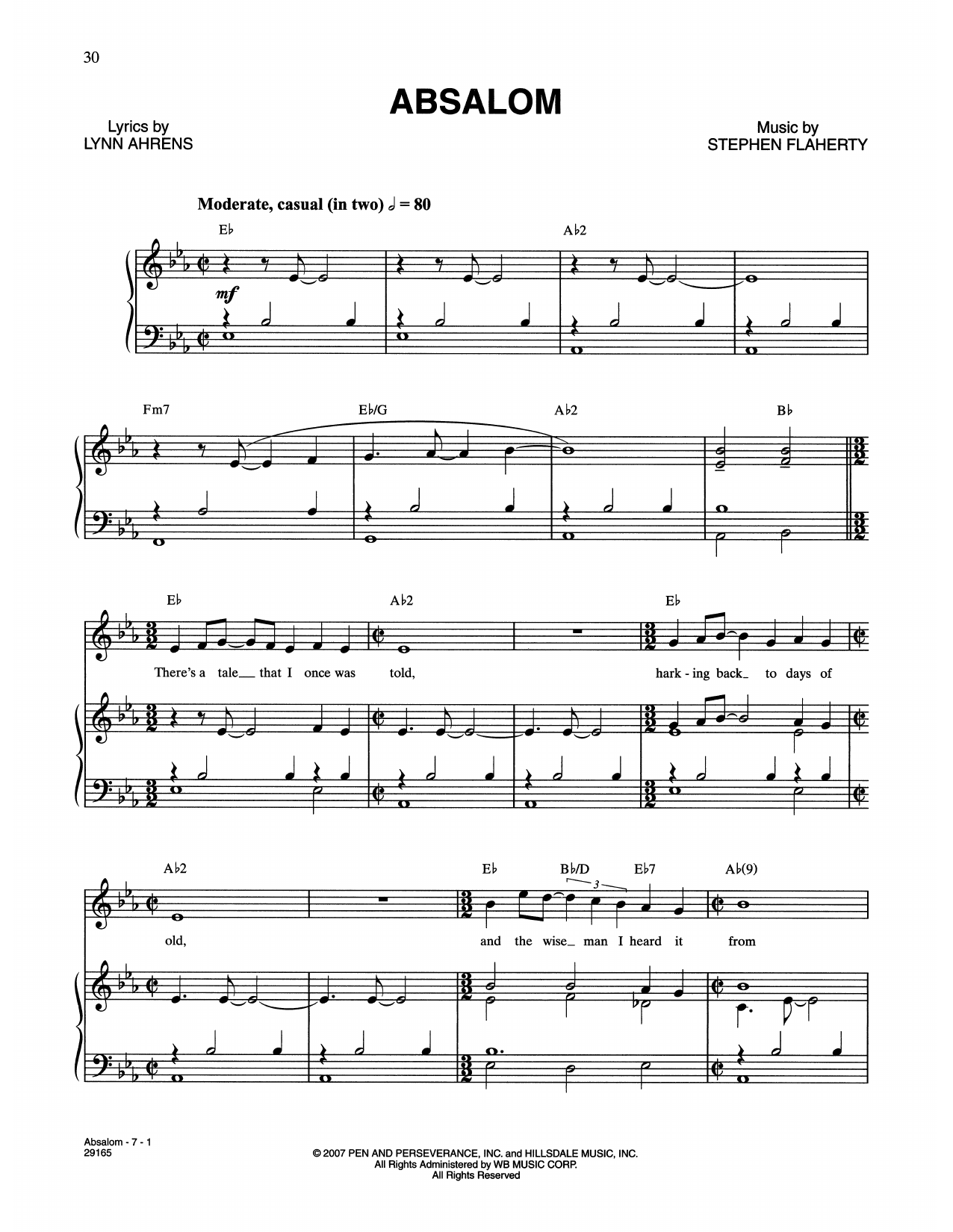 Lynn Ahrens and Stephen Flaherty Absalom (from The Glorious Ones) sheet music notes and chords. Download Printable PDF.