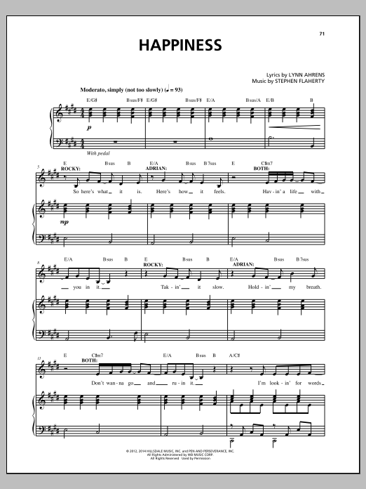 Stephen Flaherty Happiness sheet music notes and chords. Download Printable PDF.