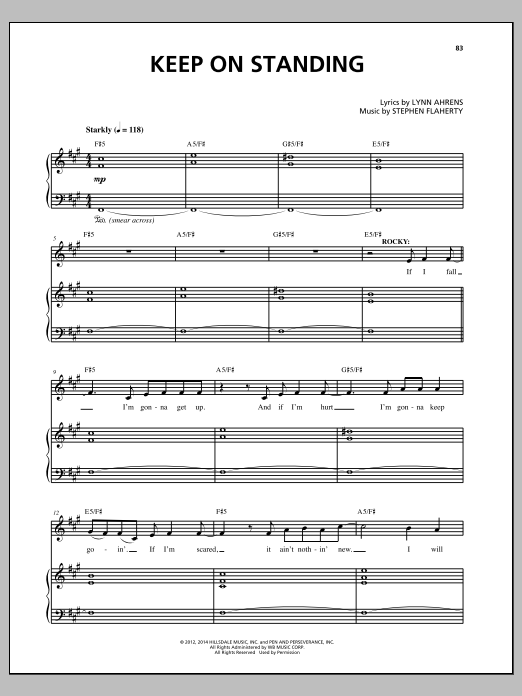 Learn to play Stephen Flaherty Keep On Standing sheet music for Piano & Vocal in minutes. Price: 7.8900$ Stephen Flaherty Keep On Standing sheet music notes and chords arranged for Piano & Vocal
