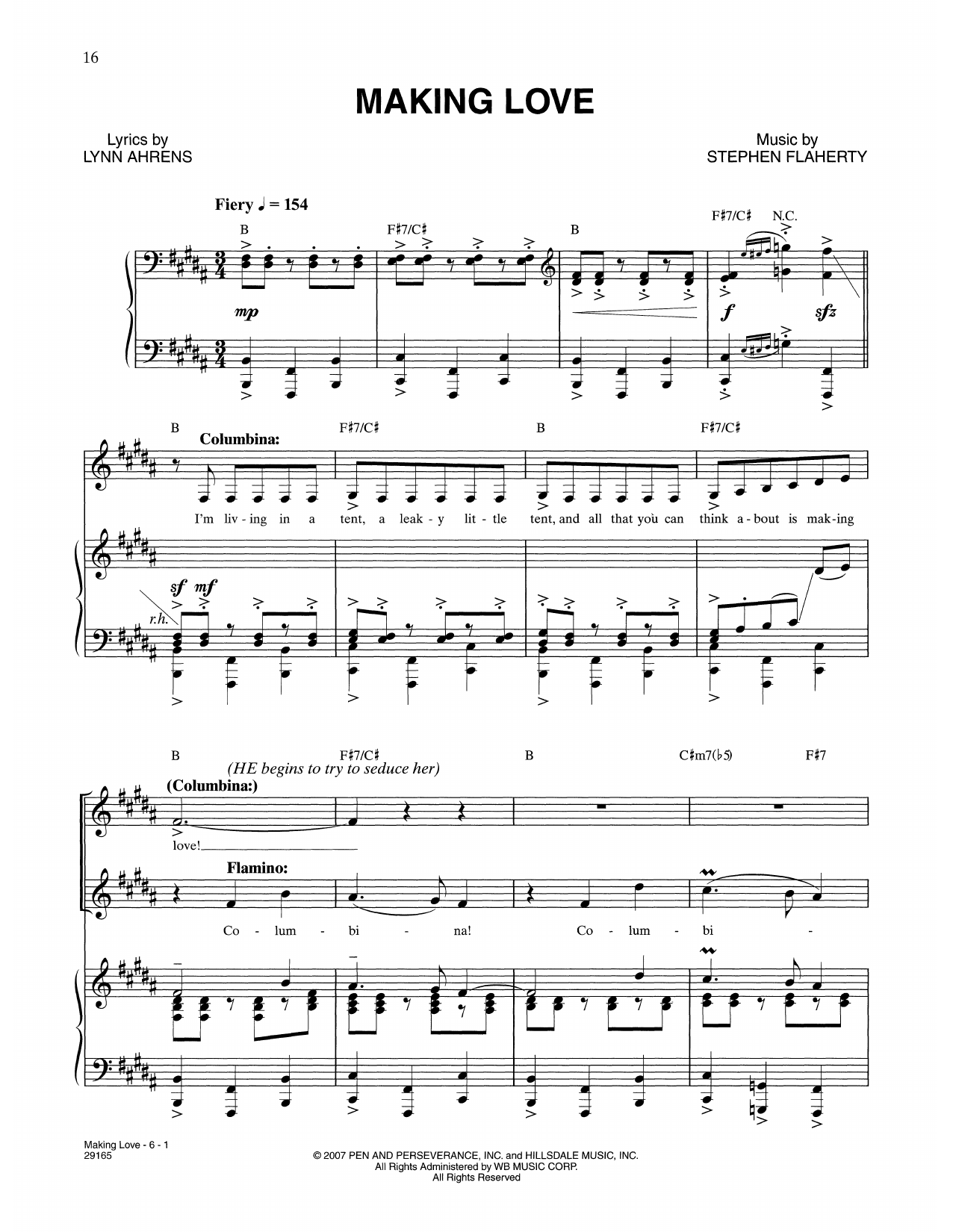 Learn to play Lynn Ahrens and Stephen Flaherty Making Love (from The Glorious Ones) sheet music for Piano & Vocal in minutes. Price: 7.8900$ Lynn Ahrens and Stephen Flaherty Making Love (from The Glorious Ones) sheet music notes and chords arranged for Piano & Vocal