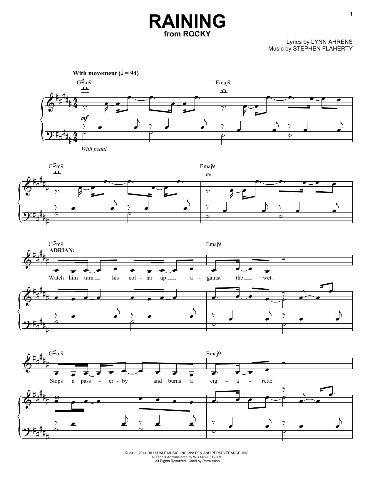 Stephen Flaherty Raining sheet music notes and chords. Download Printable PDF.