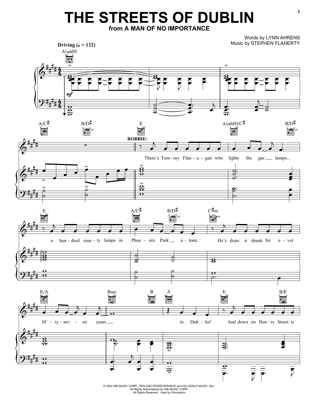 Stephen Flaherty The Streets Of Dublin (from A Man Of No Importance: A New Musical) sheet music notes and chords. Download Printable PDF.