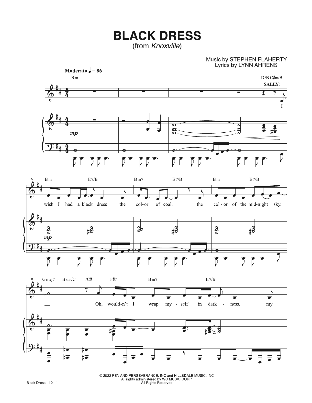 Lynn Ahrens & Stephen Flaherty Black Dress (from Knoxville) sheet music notes and chords. Download Printable PDF.