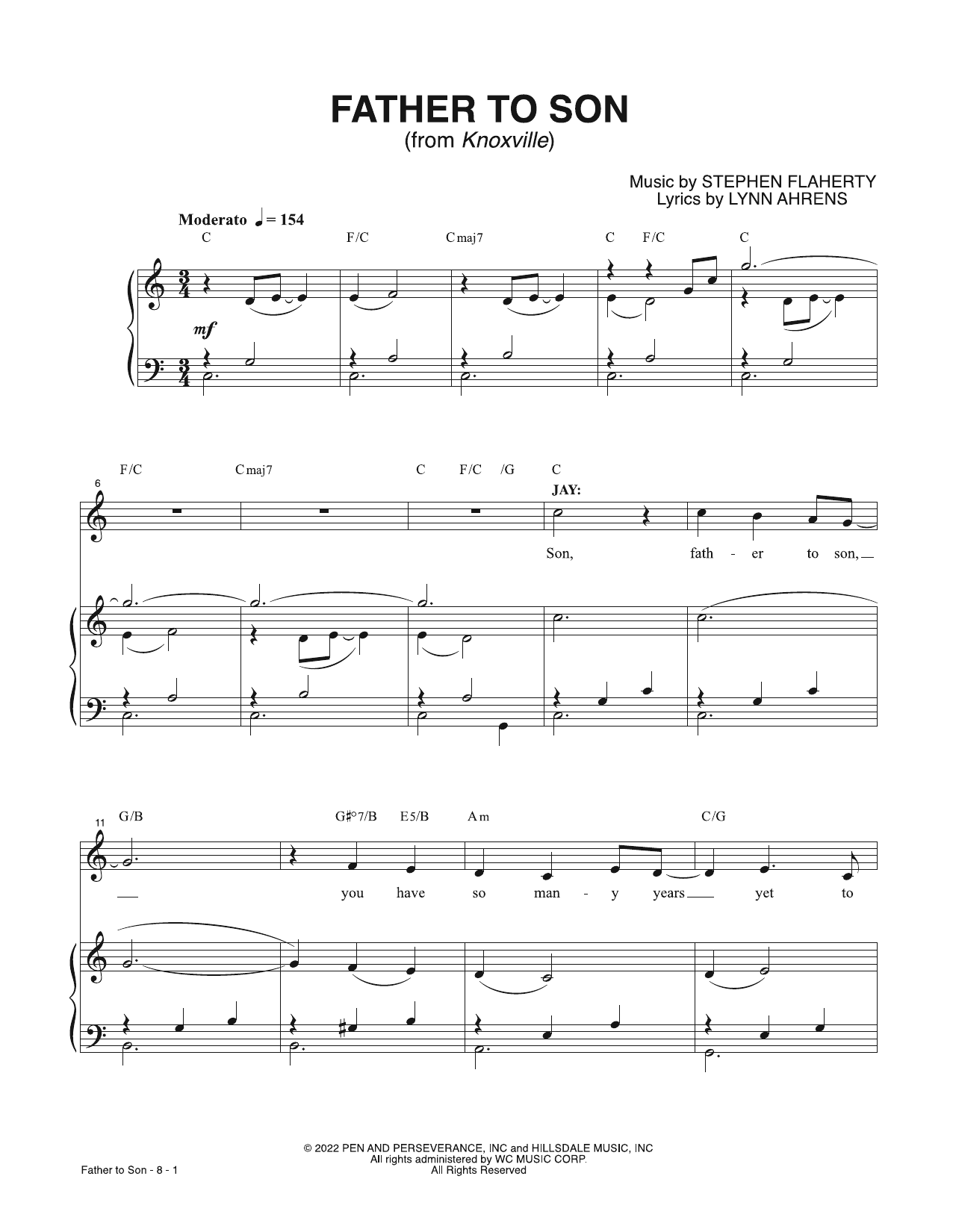 Lynn Ahrens & Stephen Flaherty Father To Son (from Knoxville) sheet music notes and chords. Download Printable PDF.