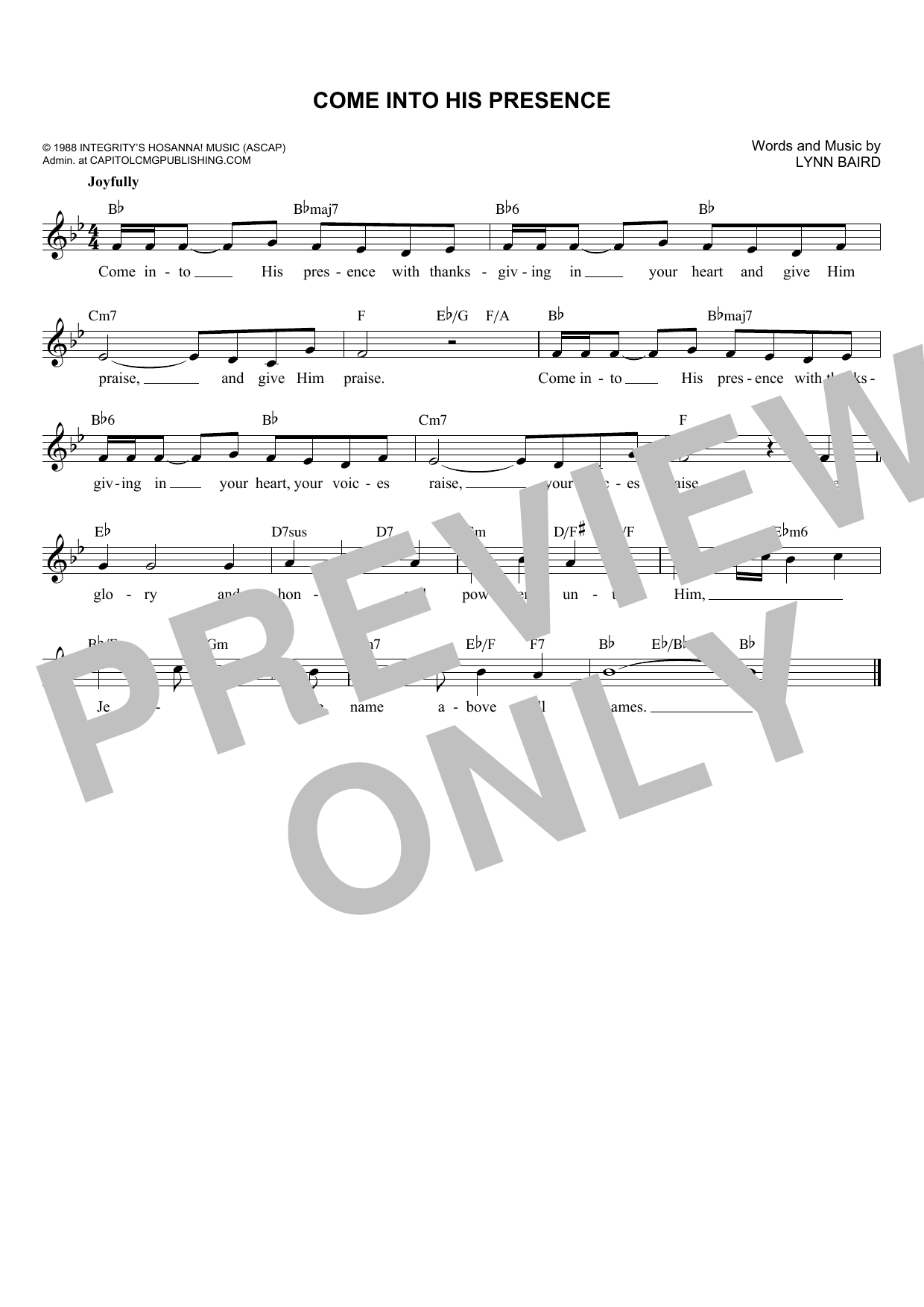 Learn to play Lynn Baird Come Into His Presence sheet music for Piano Solo in minutes. Price: 7.8900$ Lynn Baird Come Into His Presence sheet music notes and chords arranged for Piano Solo