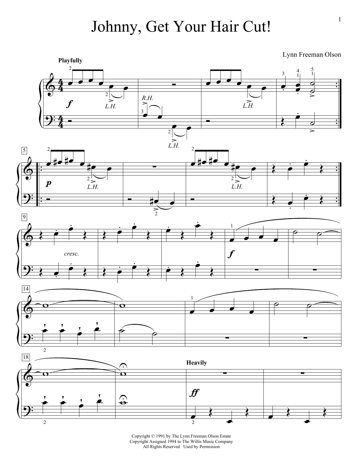 Learn to play Lynn Freeman Olson Johnny, Get Your Hair Cut! sheet music for Educational Piano in minutes. Price: 6.9900$ Lynn Freeman Olson Johnny, Get Your Hair Cut! sheet music notes and chords arranged for Educational Piano