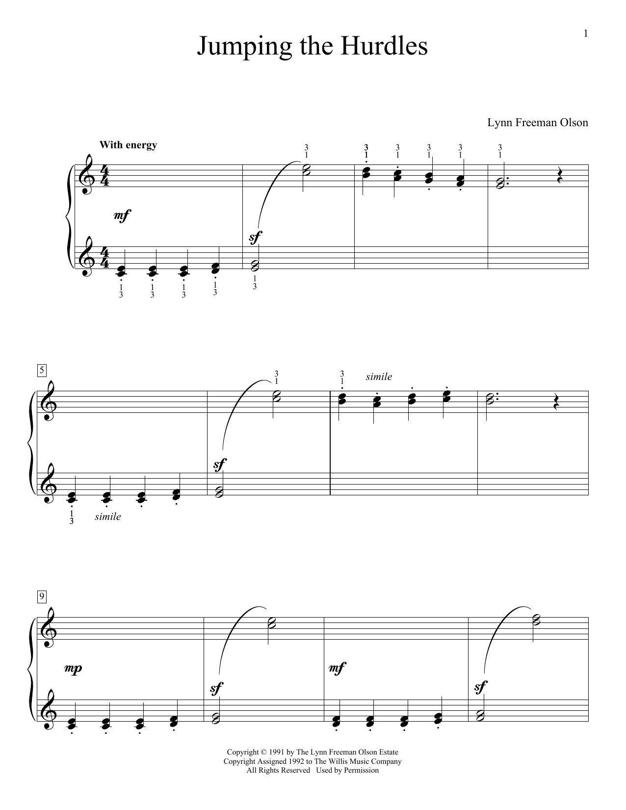 Lynn Freeman Olson Jumping The Hurdles sheet music notes and chords arranged for Educational Piano