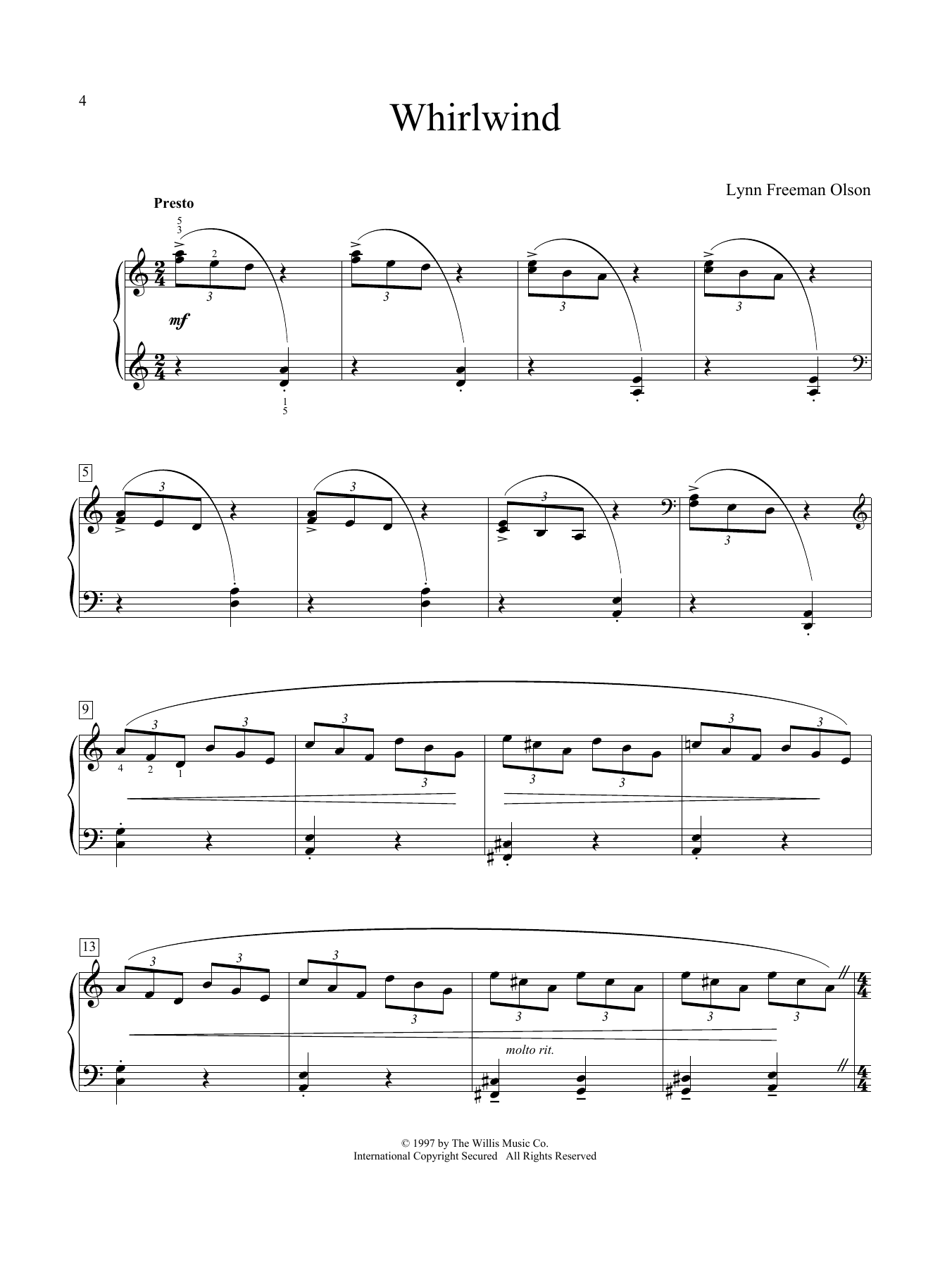 Lynn Freeman Olson Whirlwind sheet music notes and chords. Download Printable PDF.