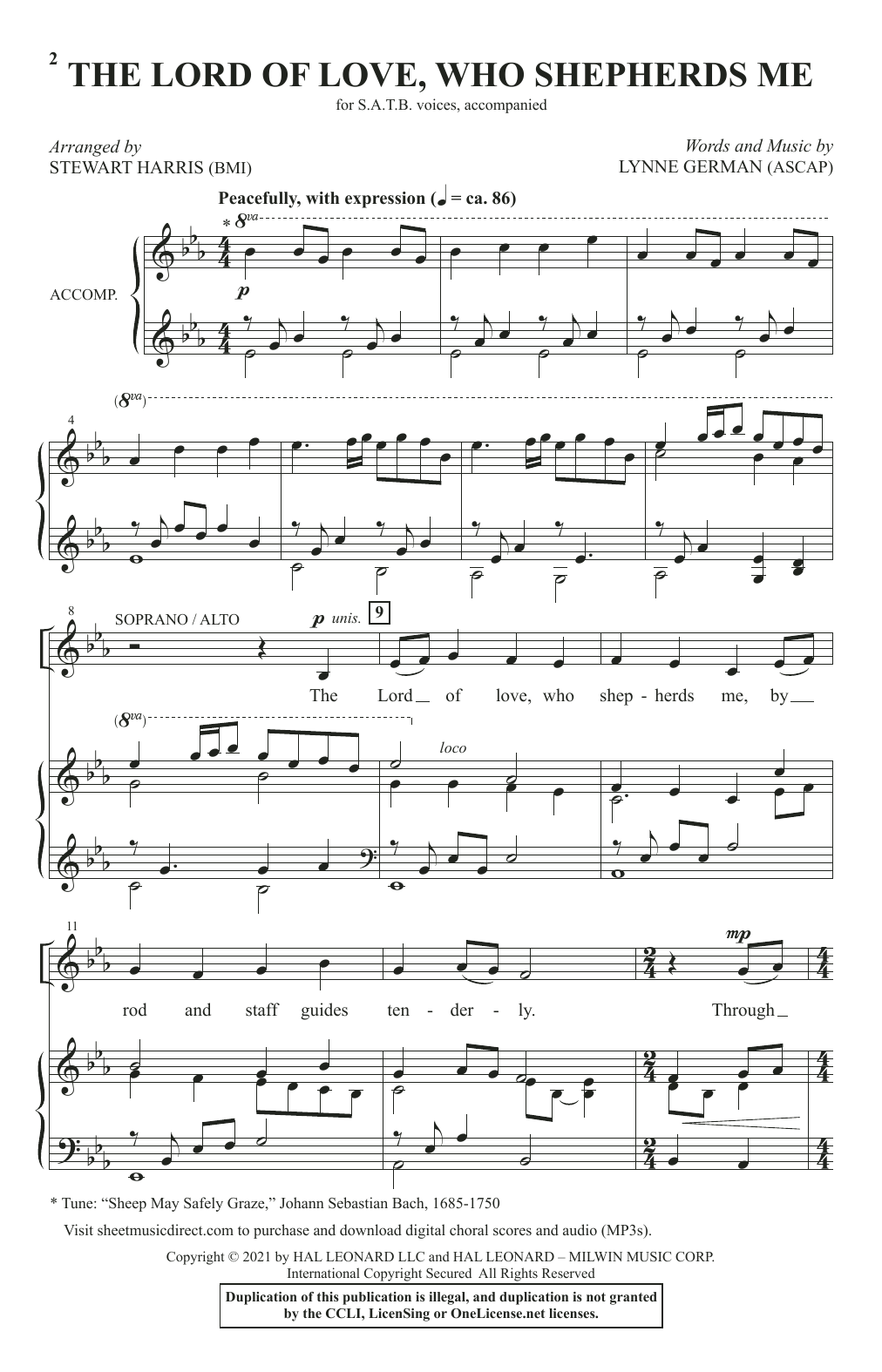 Lynne German The Lord Of Love, Who Shepherds Me (arr. Stewart Harris) sheet music notes and chords. Download Printable PDF.