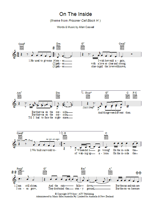 Lynne Hamilton On The Inside sheet music notes and chords. Download Printable PDF.