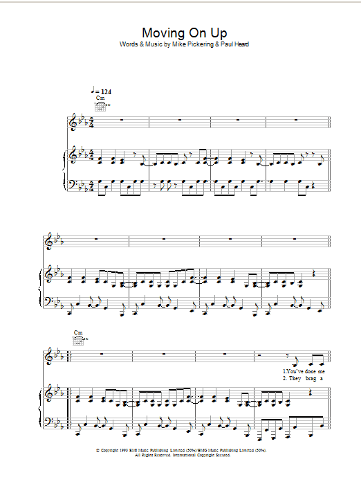 M People Moving On Up sheet music notes and chords. Download Printable PDF.