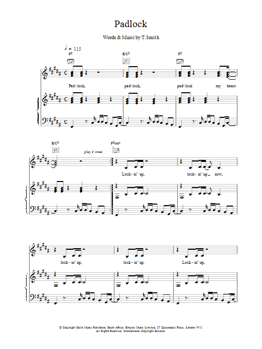 M People Padlock sheet music notes and chords arranged for Piano, Vocal & Guitar Chords