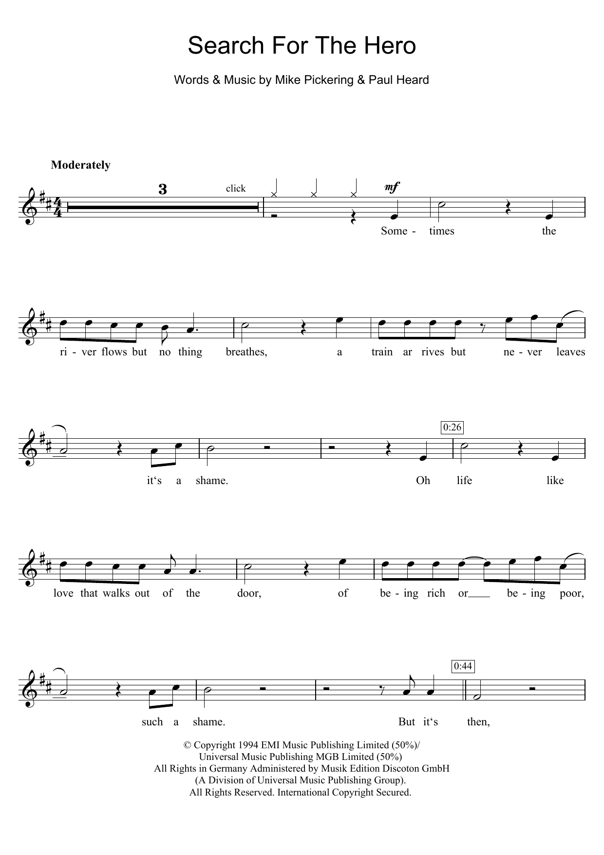 M People Search For The Hero sheet music notes and chords. Download Printable PDF.