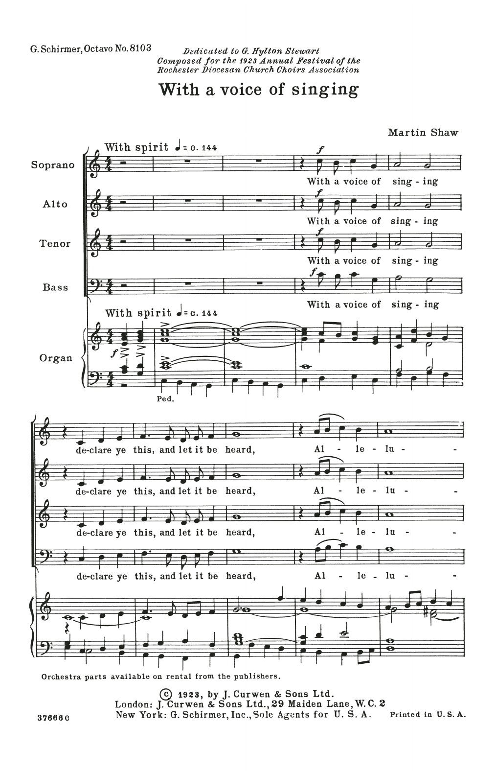 M. Shaw With A Voice Of Singing sheet music notes and chords. Download Printable PDF.