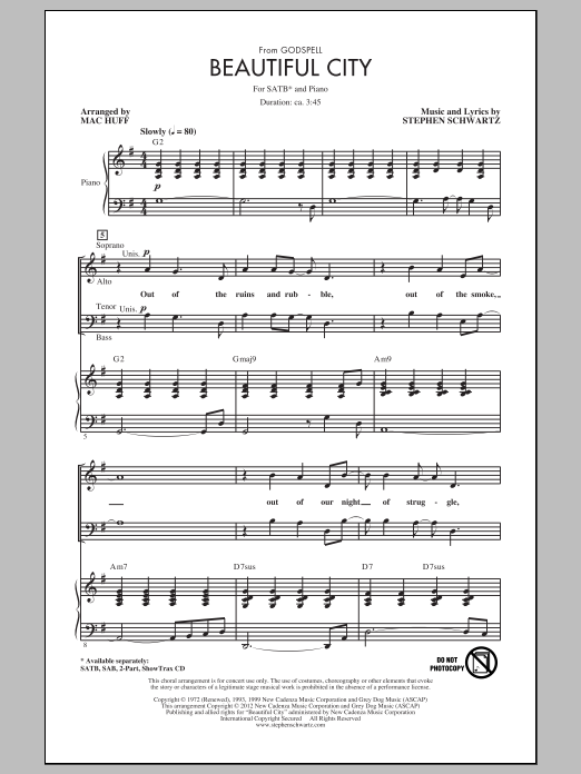 Mac Huff Beautiful City sheet music notes and chords. Download Printable PDF.