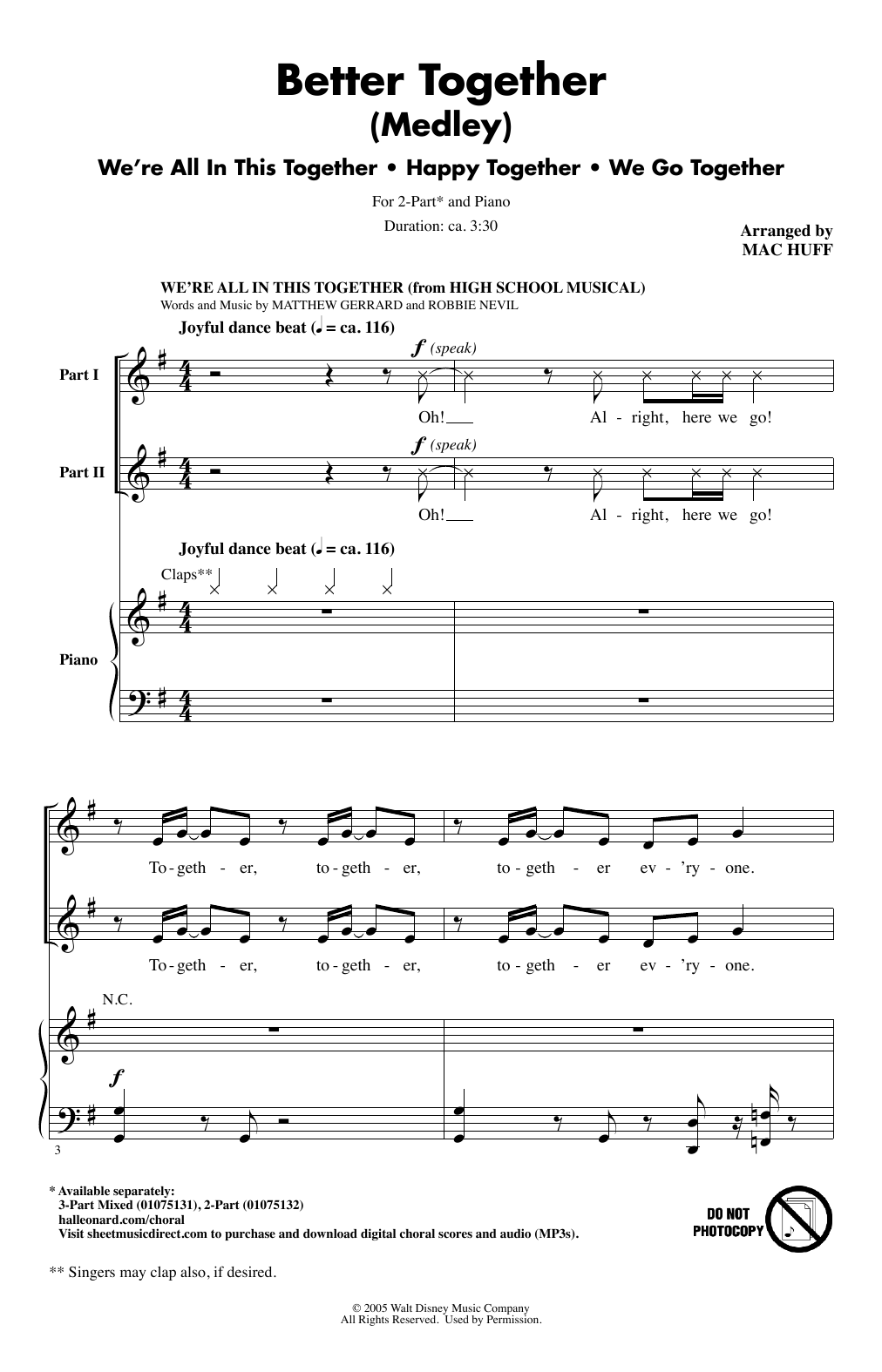 Mac Huff Better Together (Medley) sheet music notes and chords. Download Printable PDF.