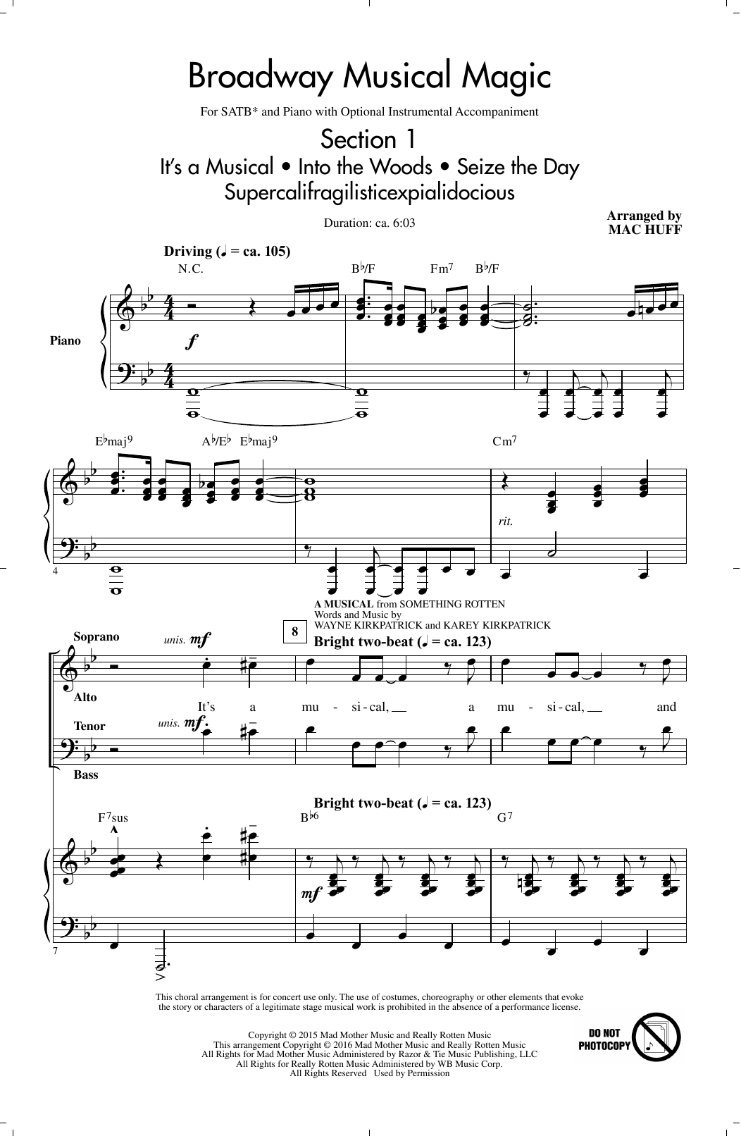 Learn to play Mac Huff Broadway Musical Magic sheet music for SAB Choir in minutes. Price: 6.9900$ Mac Huff Broadway Musical Magic sheet music notes and chords arranged for SAB Choir