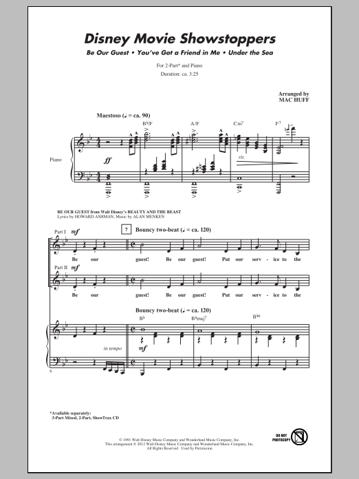 Mac Huff Disney Movie Showstoppers sheet music notes and chords arranged for 2-Part Choir