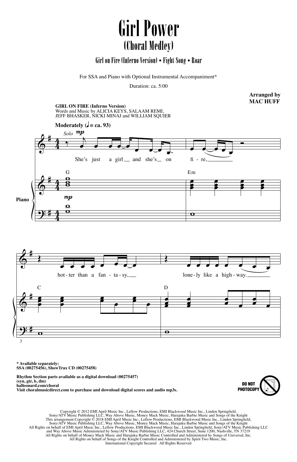 Mac Huff Girl Power (Choral Medley) sheet music notes and chords. Download Printable PDF.