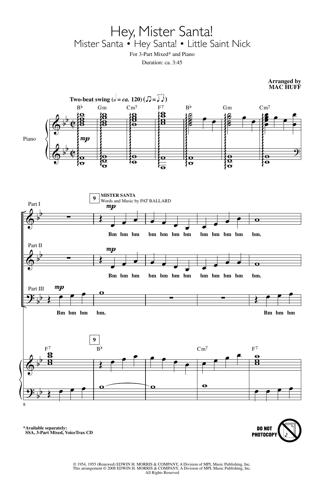 Mac Huff Hey, Mister Santa! sheet music notes and chords arranged for 3-Part Mixed Choir