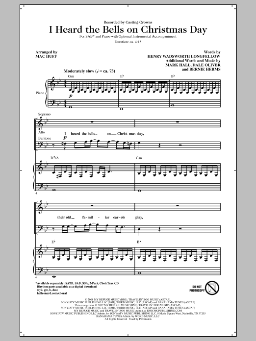 Casting Crowns I Heard The Bells On Christmas Day (arr. Mac Huff) sheet music notes and chords arranged for 2-Part Choir