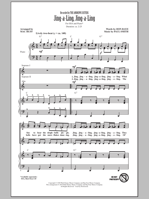 Mac Huff Jing-A-Ling, Jing-A-Ling sheet music notes and chords. Download Printable PDF.