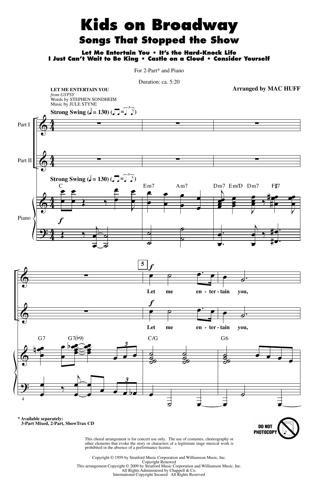 Mac Huff Kids On Broadway: Songs That Stopped The Show (Medley) sheet music notes and chords. Download Printable PDF.