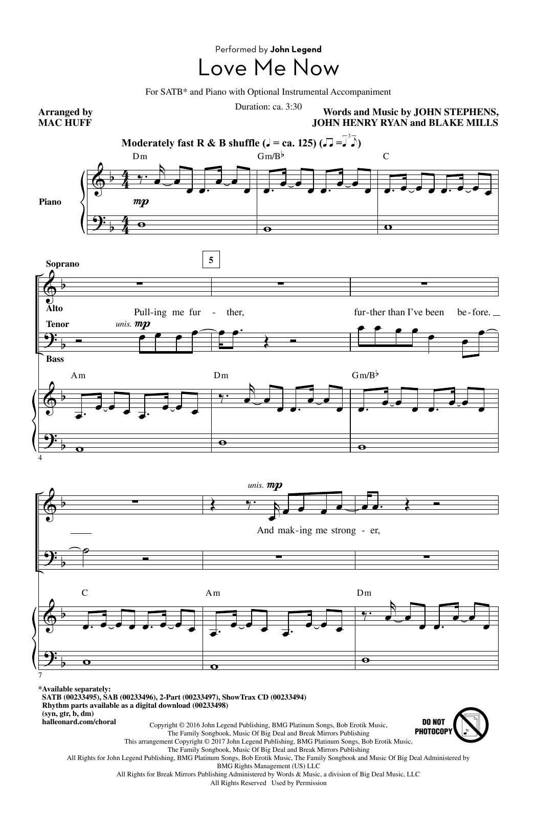 Learn to play Mac Huff Love Me Now sheet music for SATB Choir in minutes. Price: 3.9900$ Mac Huff Love Me Now sheet music notes and chords arranged for SATB Choir