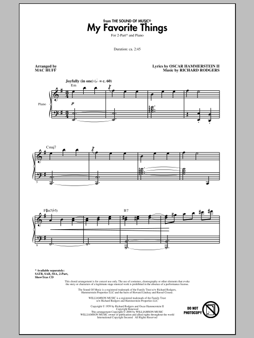 Mac Huff My Favorite Things (from The Sound Of Music) sheet music notes and chords. Download Printable PDF.