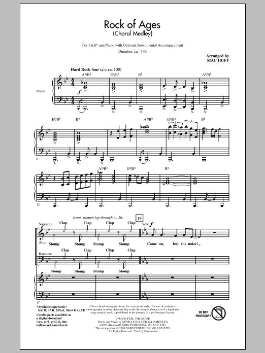 Learn to play Mac Huff Rock Of Ages (Choral Medley) sheet music for SAB Choir in minutes. Price: 3.9900$ Mac Huff Rock Of Ages (Choral Medley) sheet music notes and chords arranged for SAB Choir