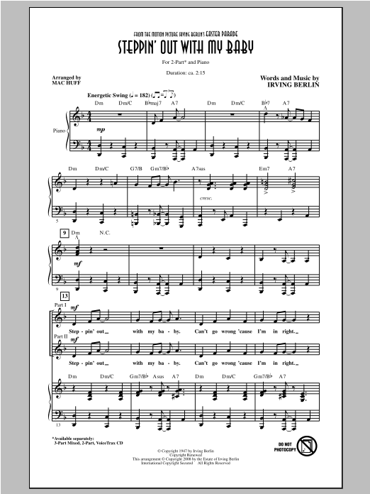 Irving Berlin Steppin' Out With My Baby (arr. Mac Huff) sheet music notes and chords arranged for 2-Part Choir